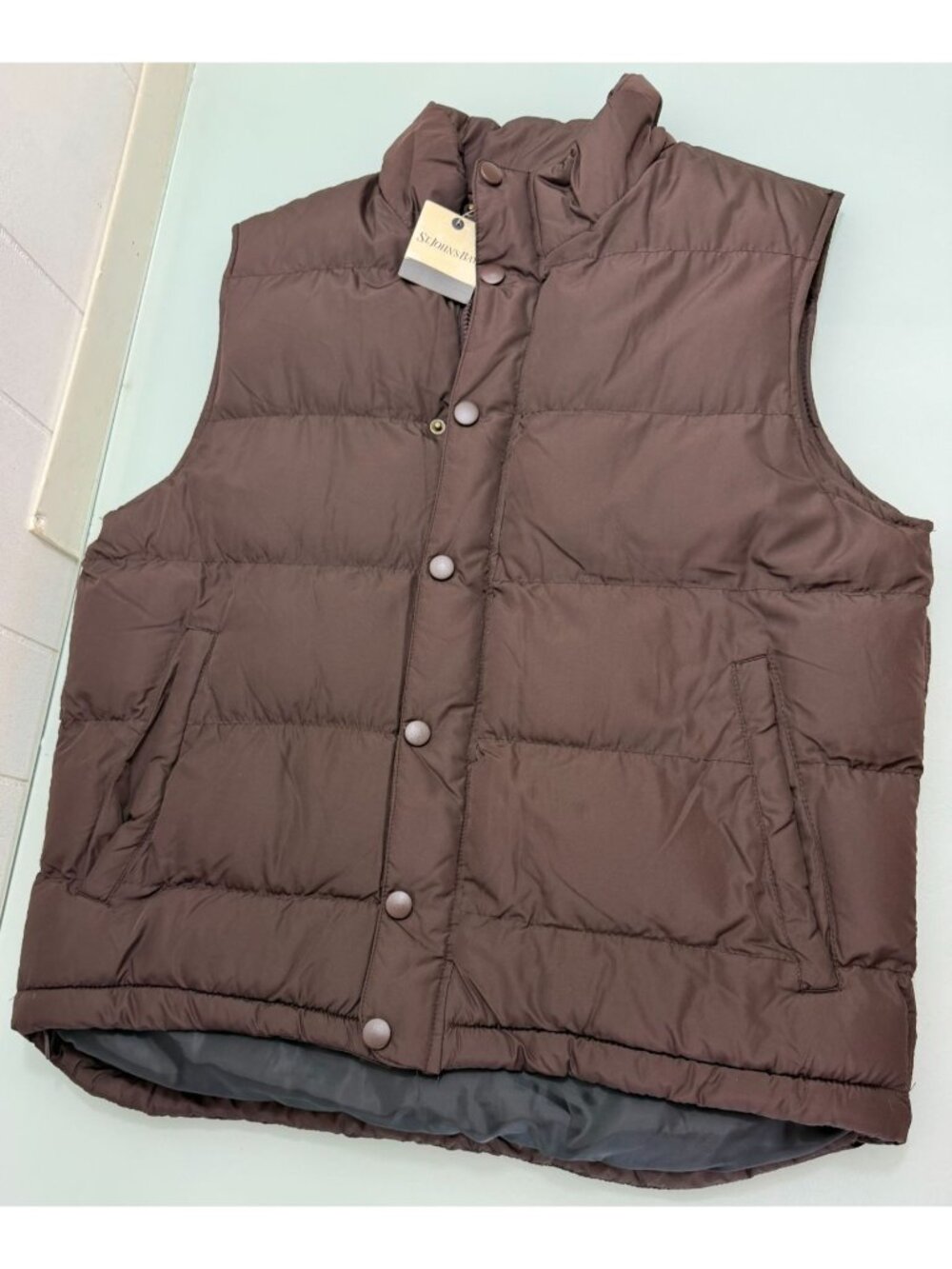 New St. Johns Bay Puffer Vest Jacket Mens Size M Medium Brown Activewear Outdoor